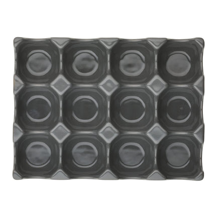Rachael Ray Solid Glaze Ceramics Egg Tray/Holder, 12 Cup, Dark Gray