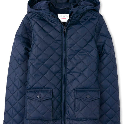 The Children's Place Girls Zip Up Quilted Hooded JacketChaqueta, Tidal, X-Small