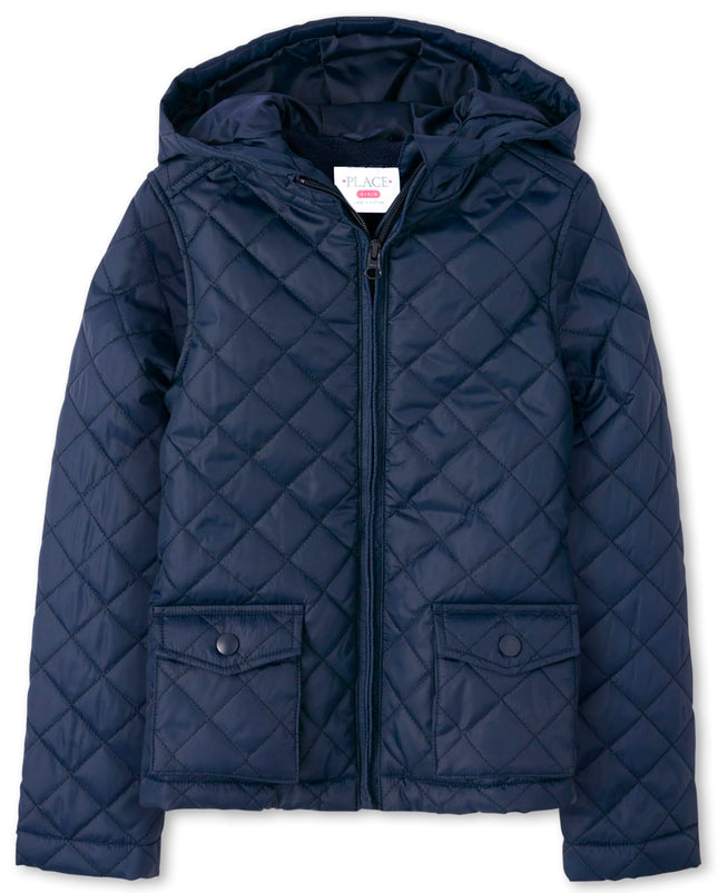 The Children's Place Girls Zip Up Quilted Hooded J
