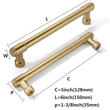 khtumeware 6 Pack 5 Inch(128mm) Champagne Bronze Kitchen Cabinet Handles Warm Brass Cabinet Pulls Gold Kitchen Cabinet Hardware for Cupboard Drawer Pulls Dresser Handle