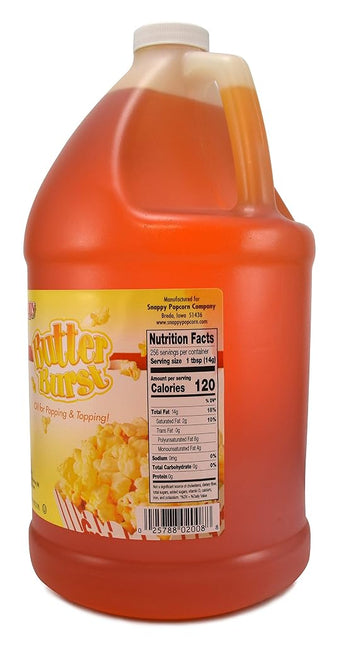 Snappy Butter Burst Popcorn Oil, Movie Theater Butter Oil for Machines and Stovetops, Naturally Colored with Beta Carotene, 1 Gallon (3.79L)