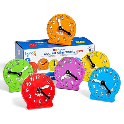 Learning Resources Rainbow Geared Mini Clocks, Set