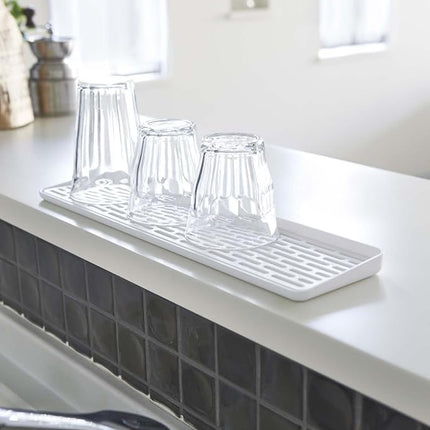 Yamazaki Home Sink Glass Plastic | Drainer Tray, One Size, White