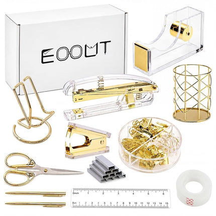 EOOUT Gold Office Supplies Set Desk Accessories, A