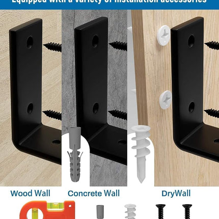 LEOPO 10 inch Shelf Bracket for DIY Floating Shelf, 1/5 inch Thick Heavy Duty Bracket, 6 Pack