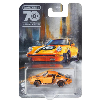 Matchbox 2023 70th Anniversary Special Edition Moving Parts Complete Set of 5 Diecast Vehicles from HMV12-956A Release, Orange