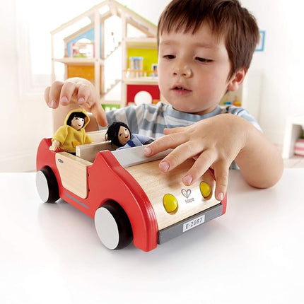 Hape Family Car | Wooden Dolls House Car Toy, Push Vehicle Accessory for Complete Doll House Furniture Set