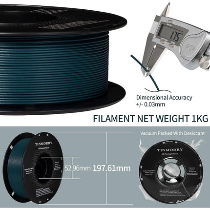 Carbon Fiber PETG Filament 1.75mm, TINMORRY PETG-CF 3D Printing Materials for FDM 3D Printer, 1 KG 1 Spool, Peacock Green