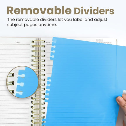 Taja Spiral Notebooks for Work 5 Subject Notebook with Removable Dividers