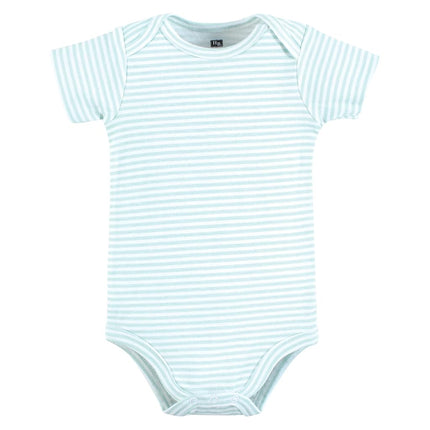 Hudson Baby Unisex Baby Cotton Bodysuits, Mint Navy Cuter Version, 9-12 Months