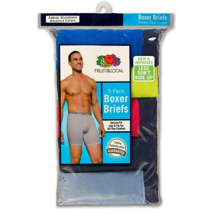 Fruit of the Loom Men's 5-Pack No Ride Up Covered Waistband Boxer Brief - Multi -