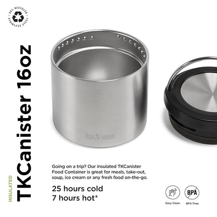 Klean Kanteen Insulated TKCanister Lunch Box, Adults Unisex, Brushed Stainless, 16 Ounce