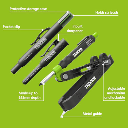 Tracer ProScribe Scribing Tool with Deep Hole Pencil, Leads & Carry Case