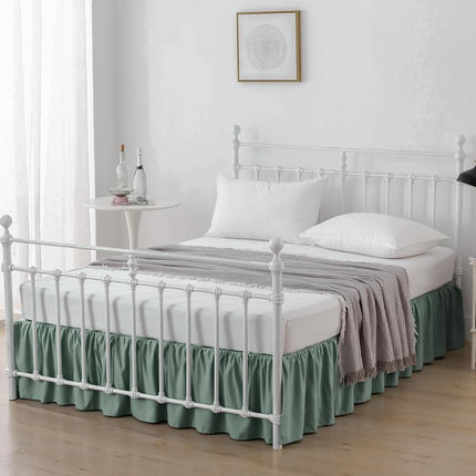 xuan dian Bed Skirt King Size Ruffled Bed Skirts with Split Corners,18 Inch Drop Dust Ruffle Bed Skirt with Platform, King, 18 Inch, Sage Green