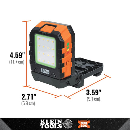 Klein Tools 56416 MODbox Rechargeable 1000-Lumen LED Area Work Light with Magnets, 3 Brightness Levels, 360-Degree Rotation, and Kickstand
