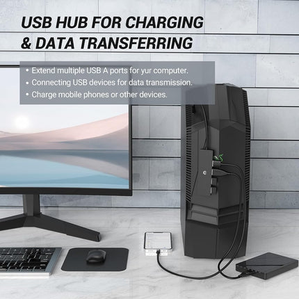 USB Hub by Tymyp Ultra Slim 4-Port USB 3.0 Splitter for Mac Pro/Air, Dell, HP, Surface Pro, Notebook PC, Tesla Model 3