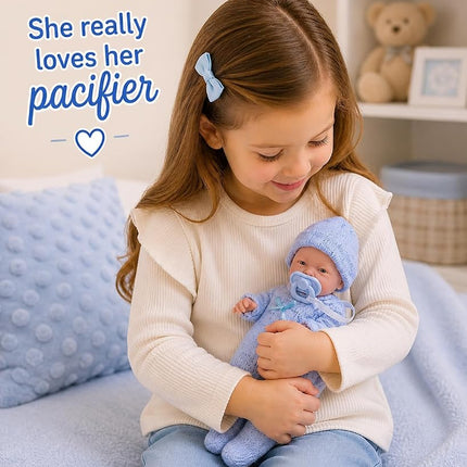 JC Toys - Mini La Newborn First Day | Anatomically Correct Real Boy Baby Doll | 9.5" All-Vinyl | Includes Knit Outfit, Hat and Pacifier | Designed by Berenguer | Ages 2+