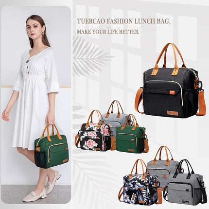 TuErCao Insulated Lunch Bag Lunch Box for Women Men for Work Travel Leakproof Portable Soft Cooler for Beach Picnic, Green