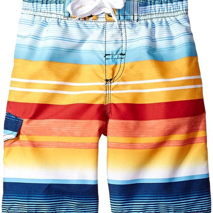 Kanu Surf Bañador de natación tipo bermuda de secado rápido Victor Stripe para niños grandes, azul marino/naranja, talla mediana (10/12)