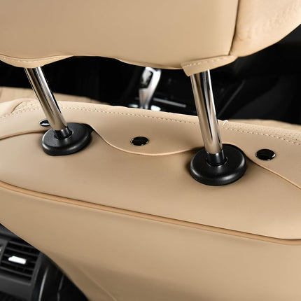 FLORICH Leather Seat Covers, Car Seat Cover Full Set Automotive Seat Covers Waterproof Car Seat Protectors 5 Seats Universal Seat Cover Fit for Most Cars SUV Trucks, Beige
