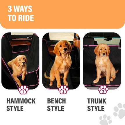Dog Back Seat Cover Protector Waterproof Scratchproof Nonslip Hammock for Dogs Backseat Protection Against Dirt and Pet Fur Durable Pets Seat Covers for Cars & SUVs (Pink)