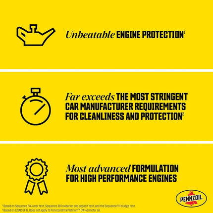 Pennzoil Ultra Platinum Full Synthetic 0W-40 Motor Oil, 1 Quart