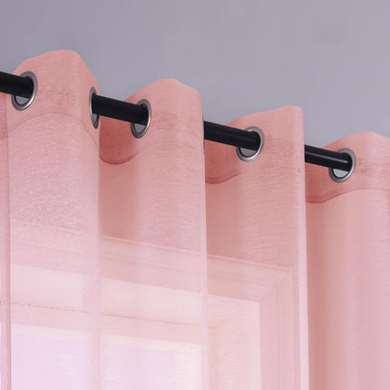 KOUFALL Blush Curtains 2 Panels,Dusty Pink Sheer Grommet Pastel Curtains for Teen Girls Bedroom Toddler,96 Inches Long 2 Panels Set