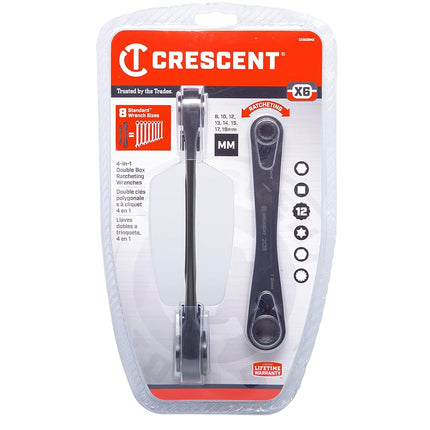 Crescent CX6DBM2 2 Piece X6 4-in-1 Double Box Ratcheting Wrench Set Metric, 8-19mm