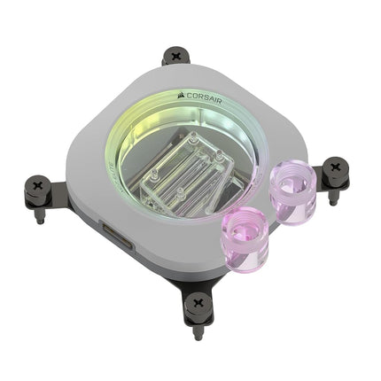 Corsair iCUE LINK XC7 RGB ELITE CPU Water Block - Transparent Flow Chamber - 24 RGB LEDs - Fits Intel® LGA 1700, AMD® AM5 and older - White