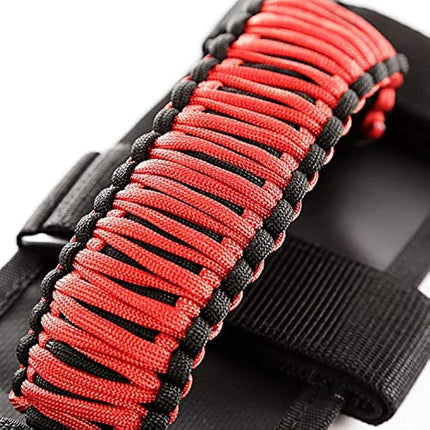 Rugged Ridge | Grab Handle Kit, Paracord, Red/Black | 13505.31 | Fits 1955-2023 Jeep CJ/Wrangler; 2020-2023 Jeep Gladiator