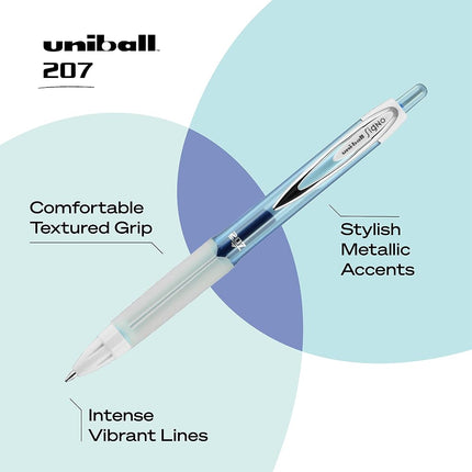 uni-ball 207 Retractable Gel Pens Medium Point, 0.7mm, Assorted, 8 Pack
