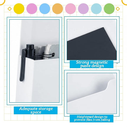 Gilprop 8 Pack Magnetic File Folder Holder for Whiteboard Classroom Storage