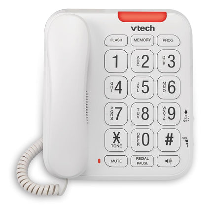 VTech SN1107 Corded Phone with Oversized High-Contrast Buttons, Talking Digits for Seniors, 10 Number Speed Dial, Visual Ringer, Full-Duplex Speakerphone
