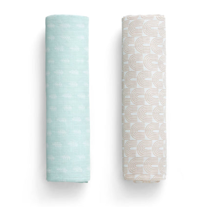 Delta Children 100% Cotton Muslin Baby Receiving Blankets for Girls and Boys � 47x47 Inches (Pack of 2), Neutral Boho