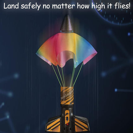SainSmart Jr. Rocket Launcher for Kids - Motorized Air Rocket, Self-Launching Outdoor Toy for Age 8-12 with Parachute Safely Land, Launch up to 200 ft, Black