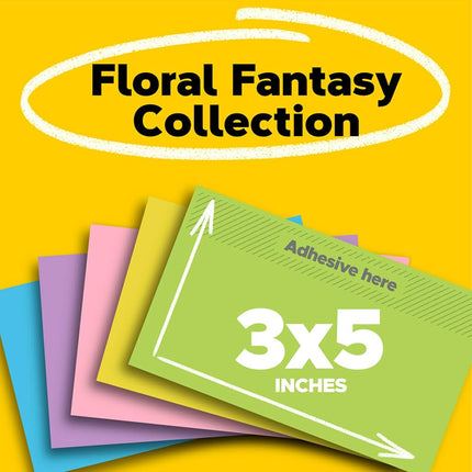 Post-it Pop-up Notes, 3x5 in, 5 Pads, America's #1 Favorite Sticky Notes, Floral Fantasy Collection, Bold Colors, Clean Removal, Recyclable (R330-AN)