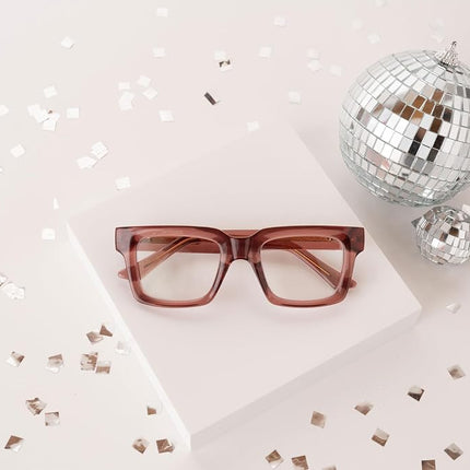 Peepers by PeeperSpecs Oprah’s Favorite Spotlight Blue Light Blocking Reading Glasses and No Correction Eyewear, Rose, 2