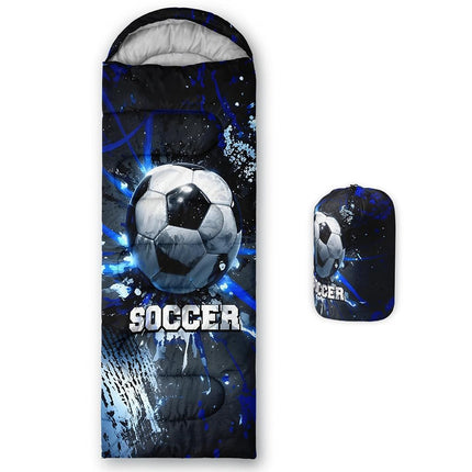 QOOMO Soccer Printed Camping Sleeping Bags,3 Seaso