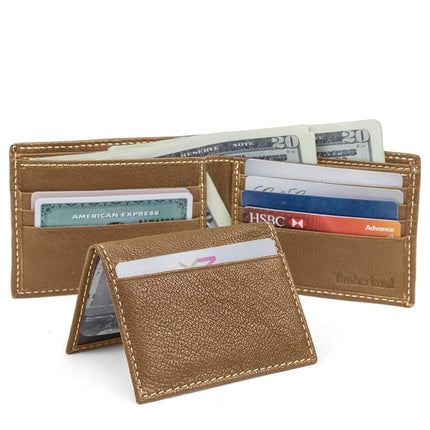 Timberland Men's Leather RFID Blocking Passcase Security Wallet Tan Genuine Leather RFID Blocking Security Wallet