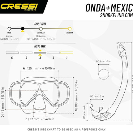 Cressi Single Lens Mask & Snorkel Set - Tempered Glass Diving Mask - Snorkel Set Adults for Pools & Sea - Quick-Adjust Buckles for Scuba Diving Equipment - Transparent/Yellow - Combo Set