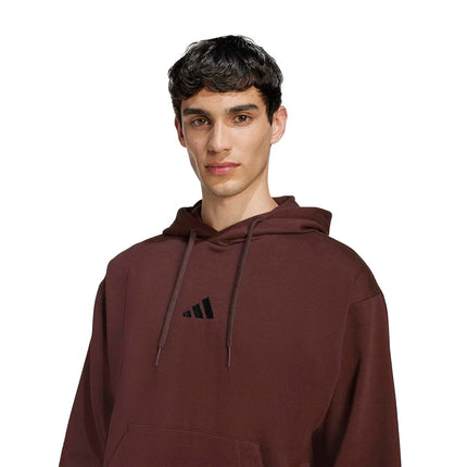 adidas Men's Essentials Feel Cozy Fleece Hoodie Sweatshirt, Shadow Brown/Black, L Tall