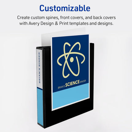 Avery Durable View 3 Ring Binders, 1.5 Inch Slant Rings, 375-Sheet Capacity, DuraHinge, 2.1 Inch Wide Spine, Customizable Clear Covers and Spine, Pastel Colors (4-Pack of 05634)