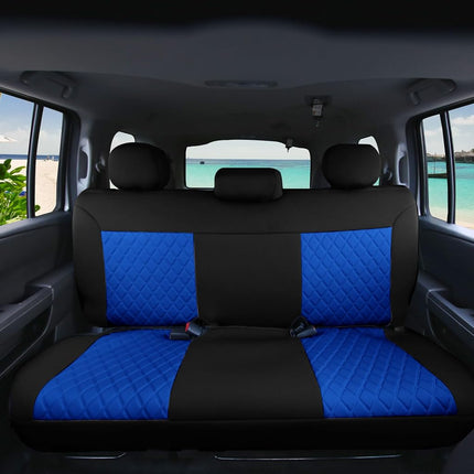 FH GROUP Car Seat Covers Neosupreme - Seat Cover for Low Back Seats with Removable Headrest, Universal Fit, Airbag Compatible, Seat Cover for SUV, Rear Set Blue/Black