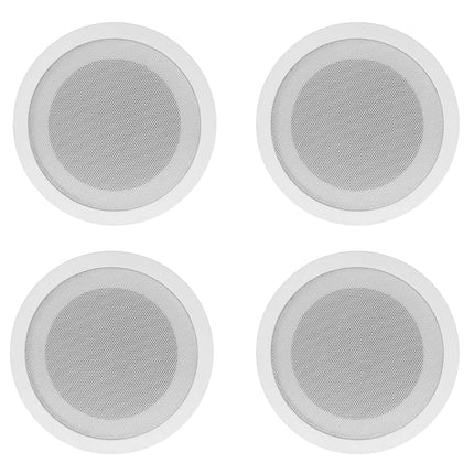 Rockville Commercial Audio Bundle: (4) CCL5T White 5" 70V Ceiling Speakers, Multi-Tap, Flush Mount with RCS80-1 60-Watt 70V Amplifier/Bluetooth Receiver for Restaurant or Office, 5-Items