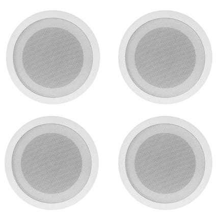 Rockville Commercial Audio Bundle: (4) CCL5T White 5" 70V Ceiling Speakers, Multi-Tap, Flush Mount with RCS80-1 60-Watt 70V Amplifier/Bluetooth Receiver for Restaurant or Office, 5-Items