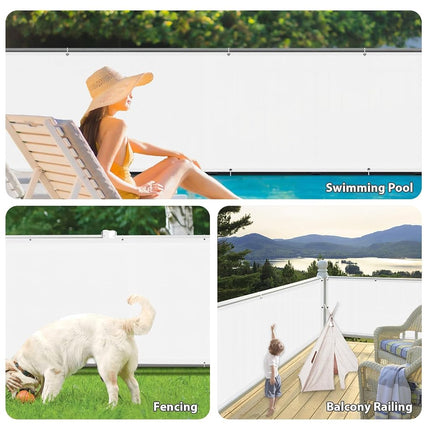 Love Story 3 x10 White Waterproof Balcony Privacy Screen Cover - Opaque Fence Covering Privacy, 100% Polyester Fabric, UV Protection Shield for Apartment Railing,Outdoor Patio, Deck, Porch
