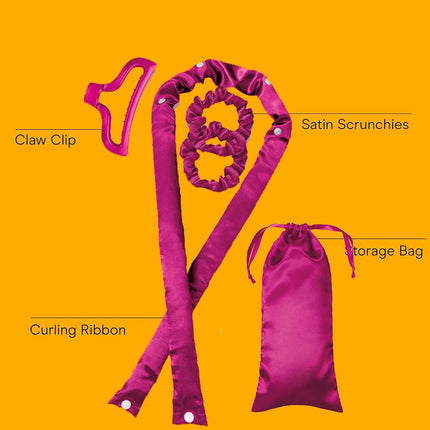 Conair 2-in-1 Heat & Heatless Hair Curler - Heat/Heatless Curling Set Includes Satin Curling Ribbon, Claw Clip, 2 Scrunchies, USB Cord, and Satin Pouch