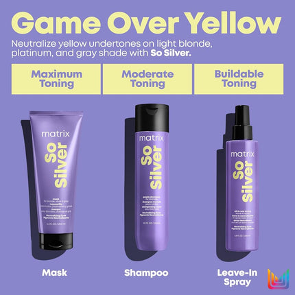 Matrix Hair Mask for Blonde and Grey Hair to Neutralise Yellow Tones, With Purple Pigments, So Silver Mask, 1 x 200 ml