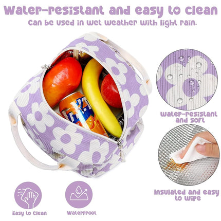 Bluboon Lunch Bag for Women Men Cute Corduroy Lunch Tote Bags Reusable Insulated Lunch Box Large Capacity Reusable Insulated Cooler for Work Picnic or Travel