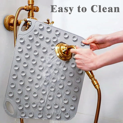 FREATECH Large Shower Foot Scrubber Mat, Silicone Foot Cleaner Brush to Clean, Exfoliate and Massage Feet Without Bending Over, Improve Foot Appearance and Overall Health, Grey - 17.3" x 13"